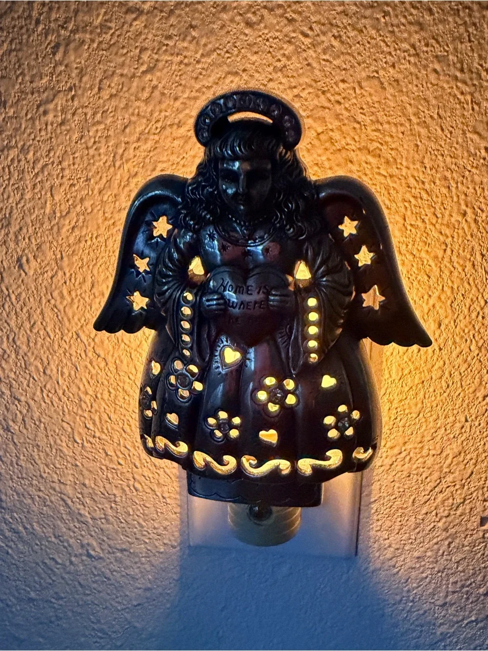 Brighton Silver Angel Heart Swarovski Crystal Night Light G40210 WORKING